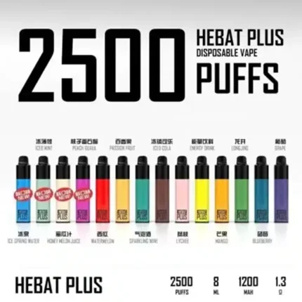 【8款可選】 喜貝HEBAT PLUS 大容量2500口 抛棄式電子煙
